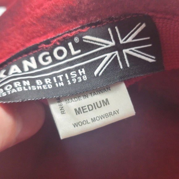 Kangol Mens Wool Mowbray Red Velvet Hat Size Medium RN# 68438 Pork Pie Hat Clean - Picture 10 of 12